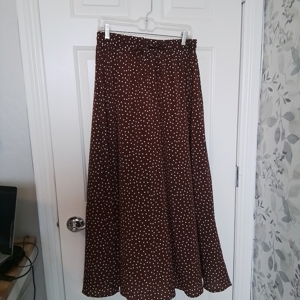 Brown Maxi Pleated A-Line Skirt for Casual Wear